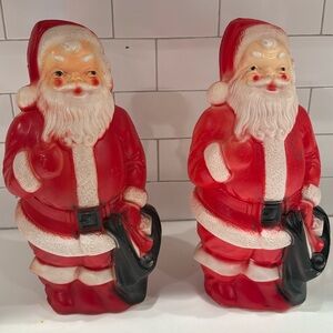 Vintage Empire Plastic SANTA CLAUS BLOW MOLD Decoration 13" 1968 set of 2